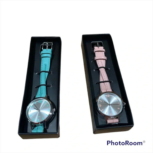 Avon Criss Cross watch, one in mint and one in peach NIB - Picture 1 of 8